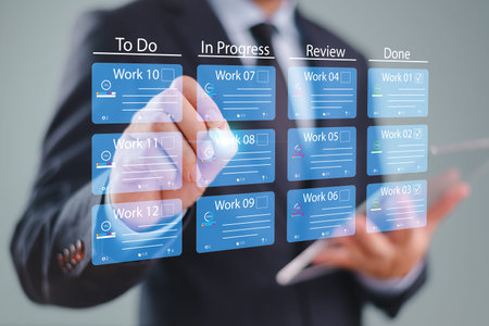 Agile project management, software integration development. Kanban or scrum methodology board...