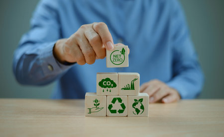 Net zero emissions, Carbon credit, green business concept. Finance money investment for sustainable...