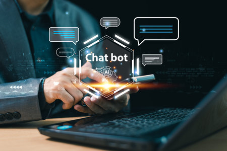 AI help analysis business concept. Artificial intelligence technology assistance in futuristic daily...