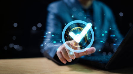 Best service Quality control assurance, Guarantee, Standard, ISO certification and proposal system concept. Value satisfaction certificate, service experience corporate, quality products marketingの写真素材