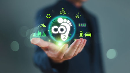 Carbon footprint concept. Reduce CO2 emission to limit global warming and climate change....