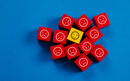 Customer relationship management concept, CRM. Wooden block of human leadership link on human icon...
