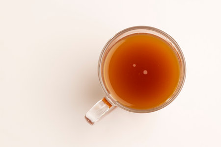 Top angle shot of cup of black teaの写真素材