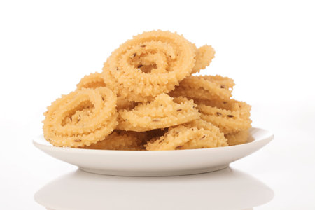 South Indian snack on white background.
