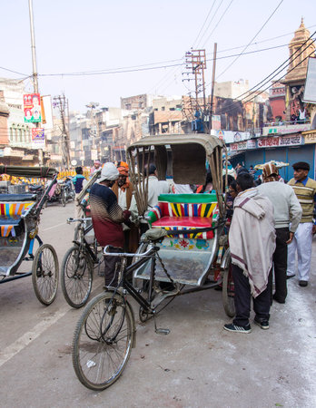 street scene with motor riksha  in Varanasi