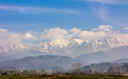 The snow capped peaks of the Himalaya, Nepal.の写真素材