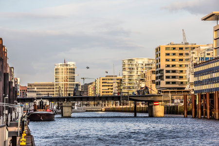 The \"Hafencity\" or harbor city of Hamburg, Germany is a newly buildt and central residential area in Hamburg.のeditorial素材