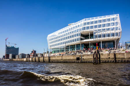 The Unilever house and the Marco Polo Building are part of the hafencity at the bank of river Elbe in Hamburg, Germany. のeditorial素材