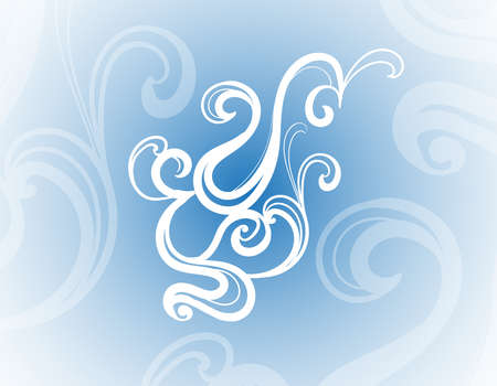 White Smoke Ornament with Sky Blue Water Color Background gives a Floral and Luxurious impression. Effective Organic. Suitable for decorating book covers, wall decorations, and so onのイラスト素材