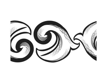 Seamless Floral Leaves Swirl Ornament Lines Vector Decorationのイラスト素材