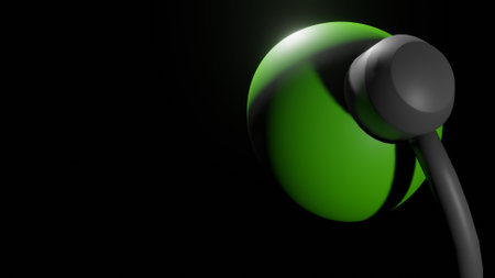 Three-dimensional 3D illustration of a bright study desk lamp in a dark room with negative space. Perfect for Motivational, Educational, Business Presentation Templates, and Moreの写真素材