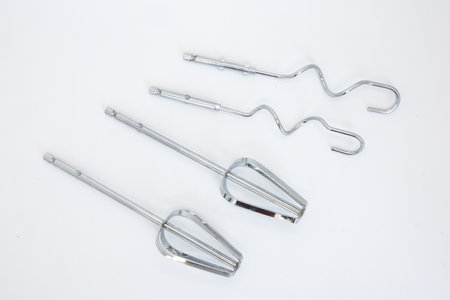 Hand mixer pink isolated on white, Mixer blade or propeller isolated on whiteの写真素材