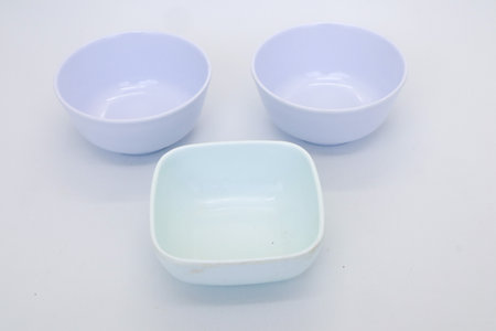 bowl or basin for storing food or vegetables isolated on whiteの写真素材