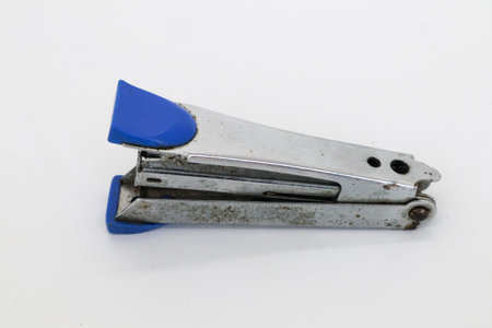Used broken staples isolated on whiteの写真素材