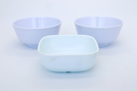 bowl or basin for storing food or vegetables isolated on whiteの写真素材