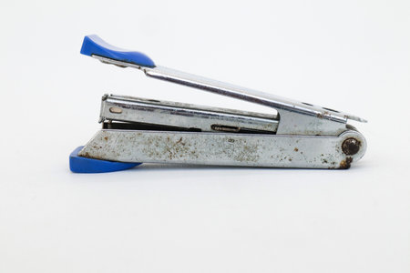Used broken staples isolated on whiteの写真素材