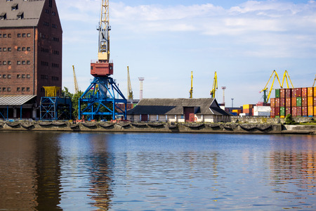 river commercial port on the blue sky5の写真素材