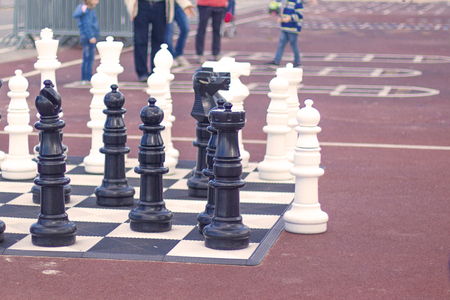 background, outdoor life-size chess stand on the sea promenadeのeditorial素材