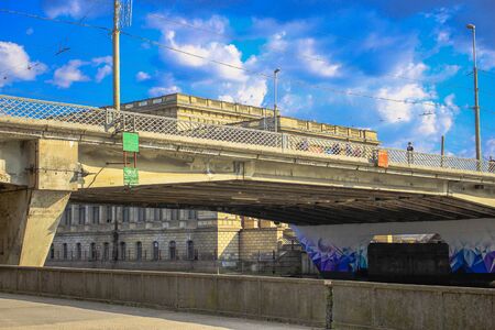 Kaliningrad 2019. overpass bridge over the riverのeditorial素材