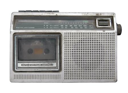 old radio cassette recorder isolated の写真素材