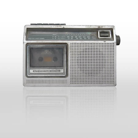 old radio cassette recorder isolated の写真素材