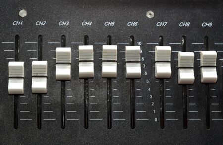 controls of an audio mixing device の写真素材