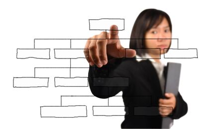 business woman pressing a chartの写真素材