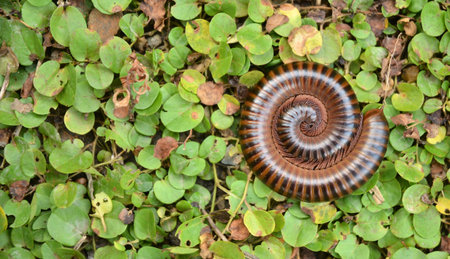 Macro shot of a curled up millipede