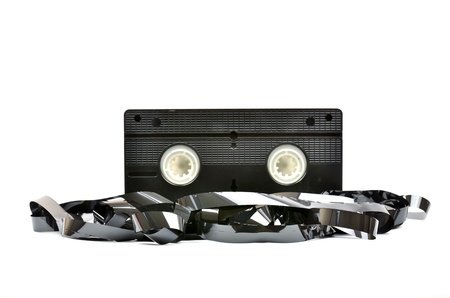 Old  vhs video cassette isolated on white backgroundの写真素材