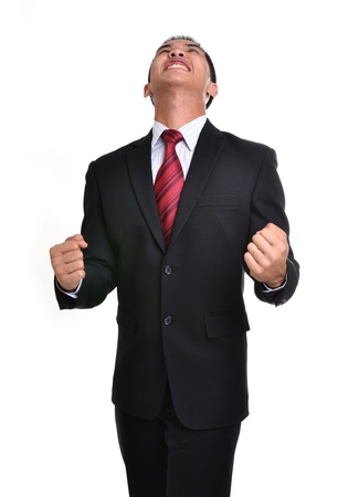 worry business man isolated on white backgroundの写真素材
