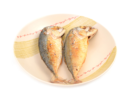 mackerel fried on a dish (thai food)の写真素材