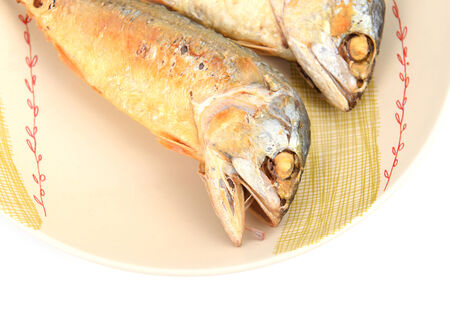 mackerel fried on a dish (thai food)の写真素材