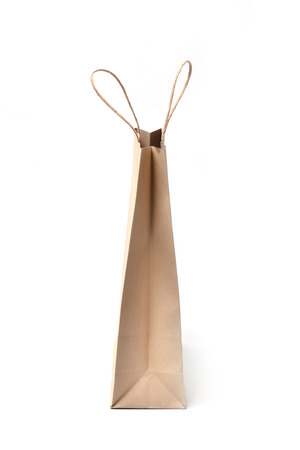 brown paper bag on a white backgroundの写真素材