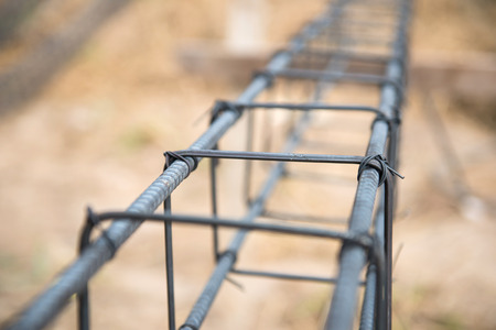 The preparation of the rebar to be structured in a pillarの写真素材