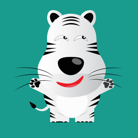 tricky white bengal tiger gartoon character vectorのイラスト素材