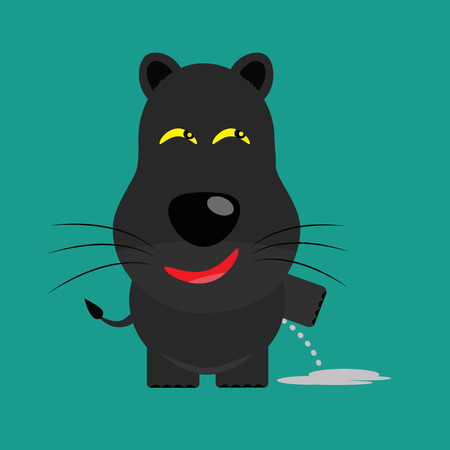 tricky black leopard gartoon character vectorのイラスト素材