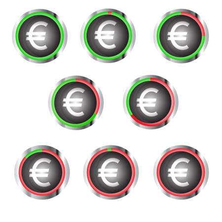 euro icon with green and red level on white backgroundのイラスト素材