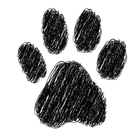 tiger footprint with striped on white backgroundのイラスト素材