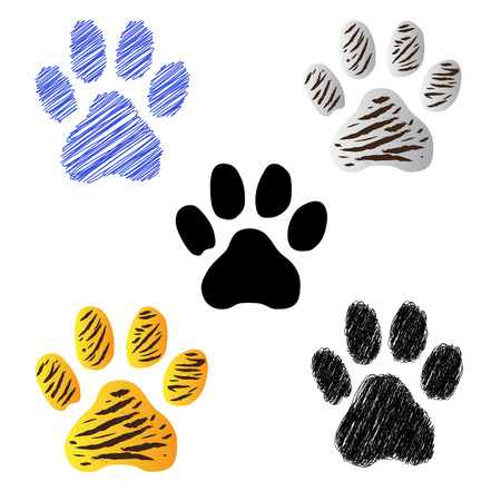 tiger footprint with striped on white backgroundのイラスト素材
