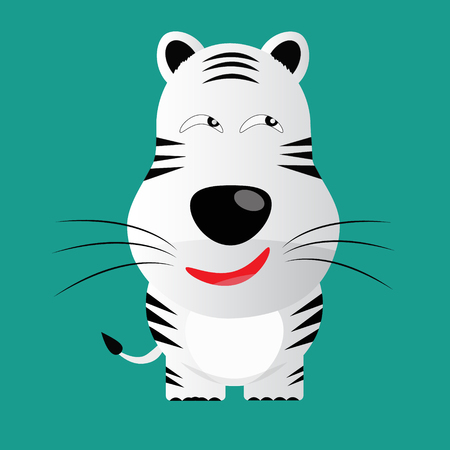 tricky white bengal tiger gartoon character vectorのイラスト素材