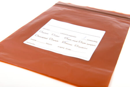 empty medicine bag on white backgroundの写真素材
