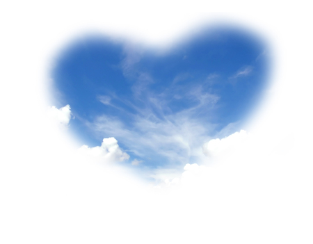 heart shape cloudy sky isolated on white backgroundの写真素材