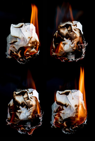 paper burning collection on black backgroundの写真素材