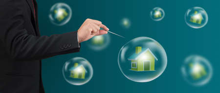 hand hole needle with housel in the bubbleの写真素材