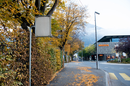 INTERLAKEN, SWITZERLAND - OCTOBER 20, 2015 : Scenery of Town of Interlaken, Switzerland.のeditorial素材