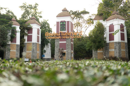CHIANGMAI, THAILAND, 07 DECEMBER 2016, CHIANG MAI NIGHT SAFARI: zoo with many wildlife animals in natural habitat, One of the main attractions of northern Thailand popular among touristsのeditorial素材
