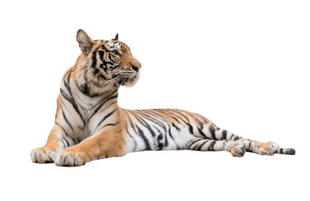 female bengal tiger isolated on white background