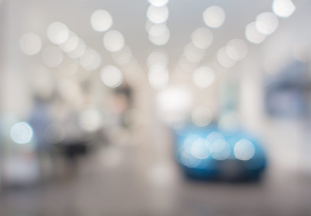 Defocused image of Commercial car stand in showroomの写真素材