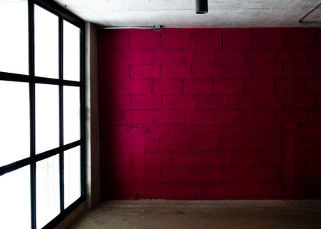 magenta color brick wall background with frosted glass