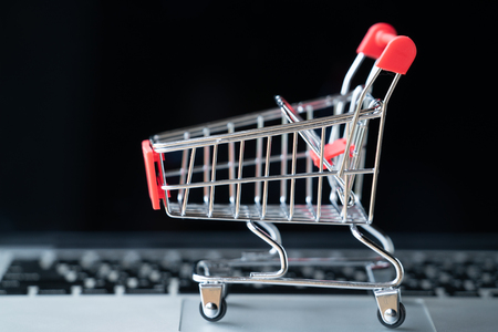 shopping cart on laptop, online shopping conceptの写真素材
